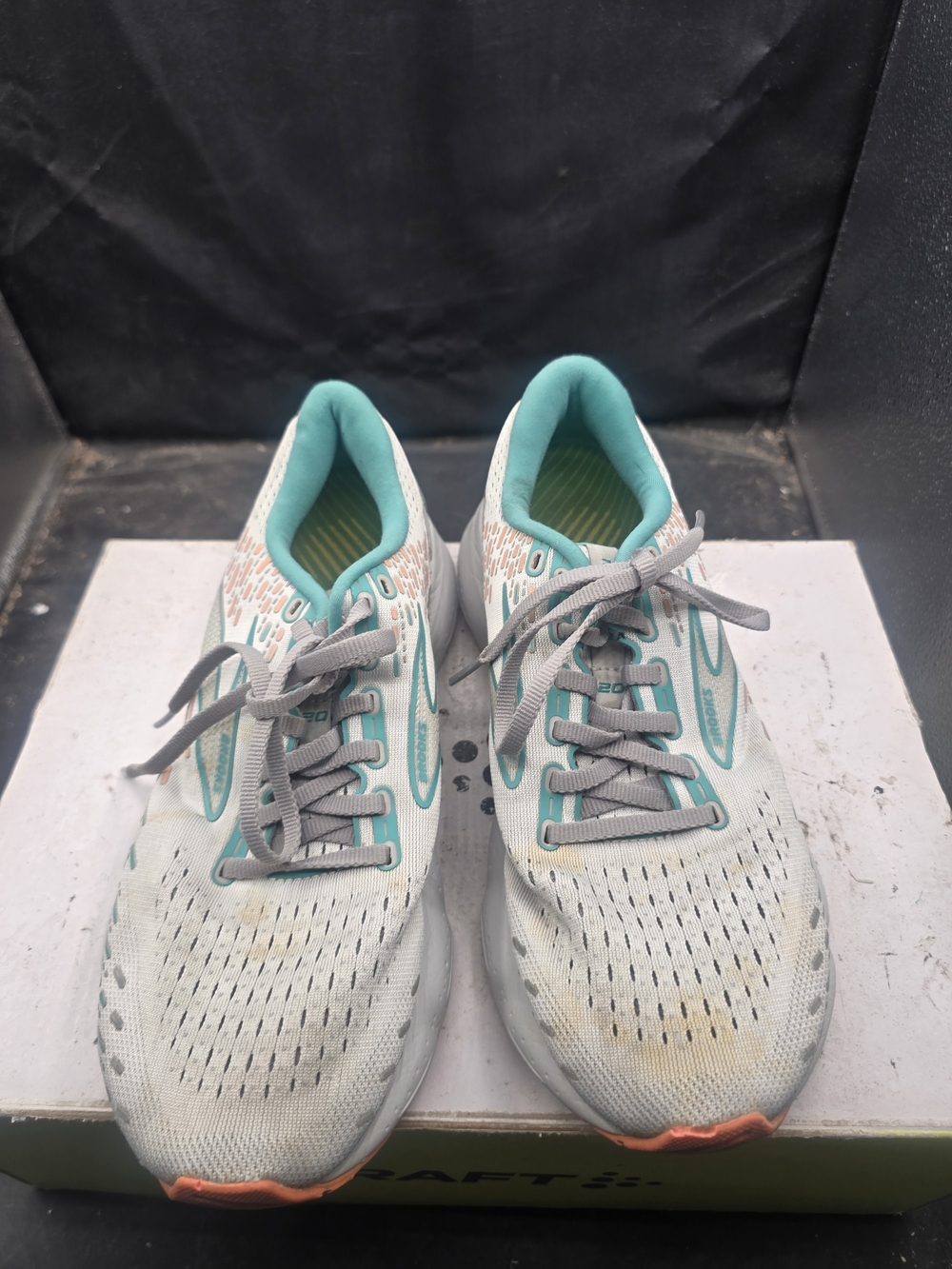 Brooks Women’s Running Shoes in White with Teal and Coral Accents